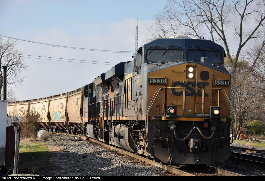 Eastbound grain train comes off the C&O onto the B&O